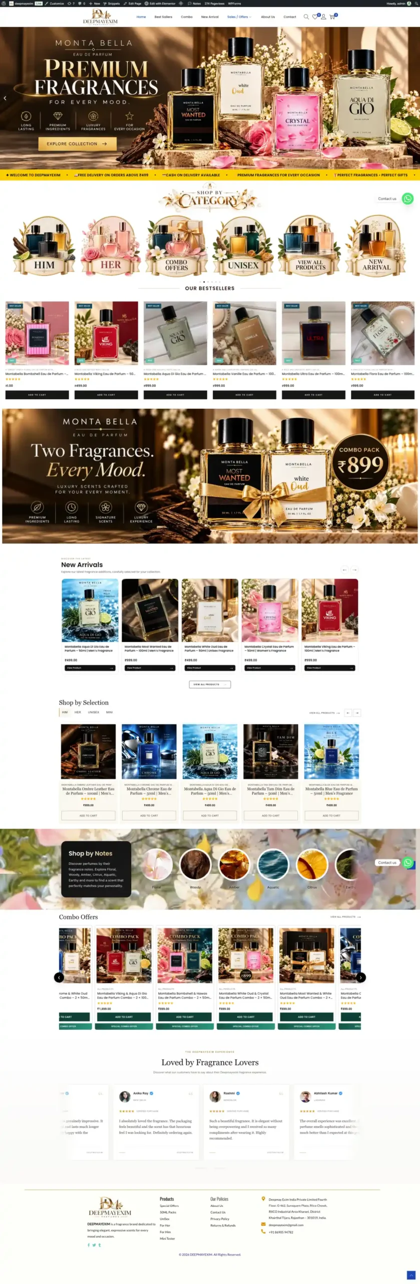 Deepmayexim Perfume eCommerce Website Preview
